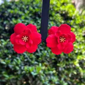 Flower Red Stud Earrings