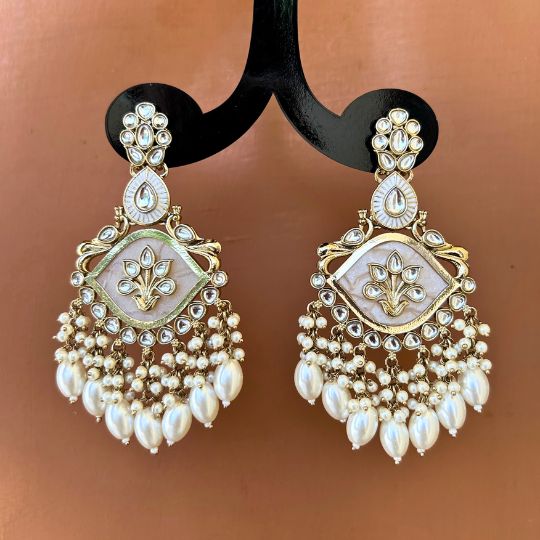 Shanta White Designer Chandbalis Earrings