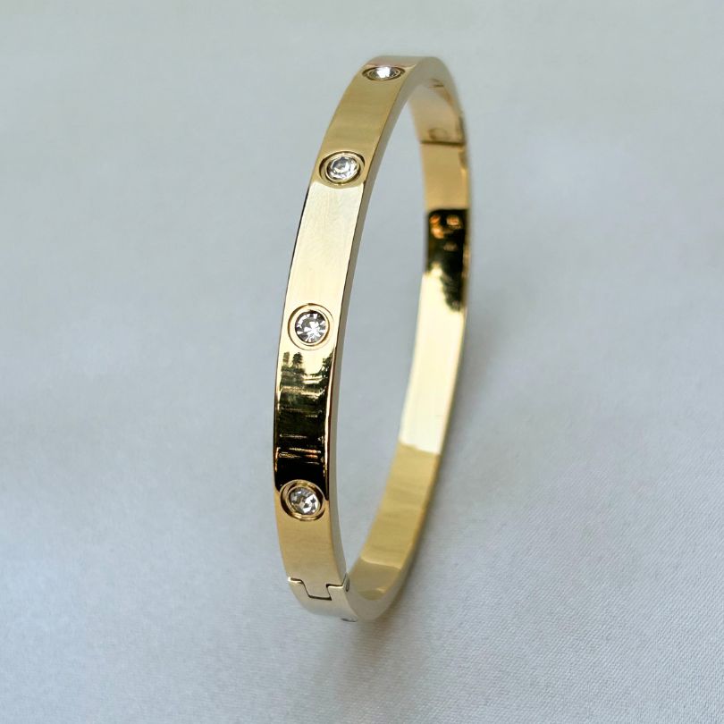 Golden LOVE Bangle American Diamond Studded Bracelet