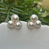 Lucy Golden Pearl American Diamond Stud Earring