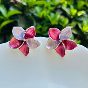 Floral Maroon Purple Stud Earrings