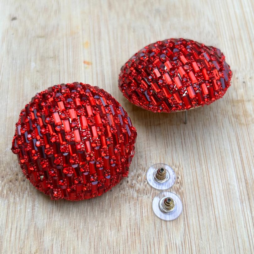 Bling Blogger Red Stud Earrings - Big