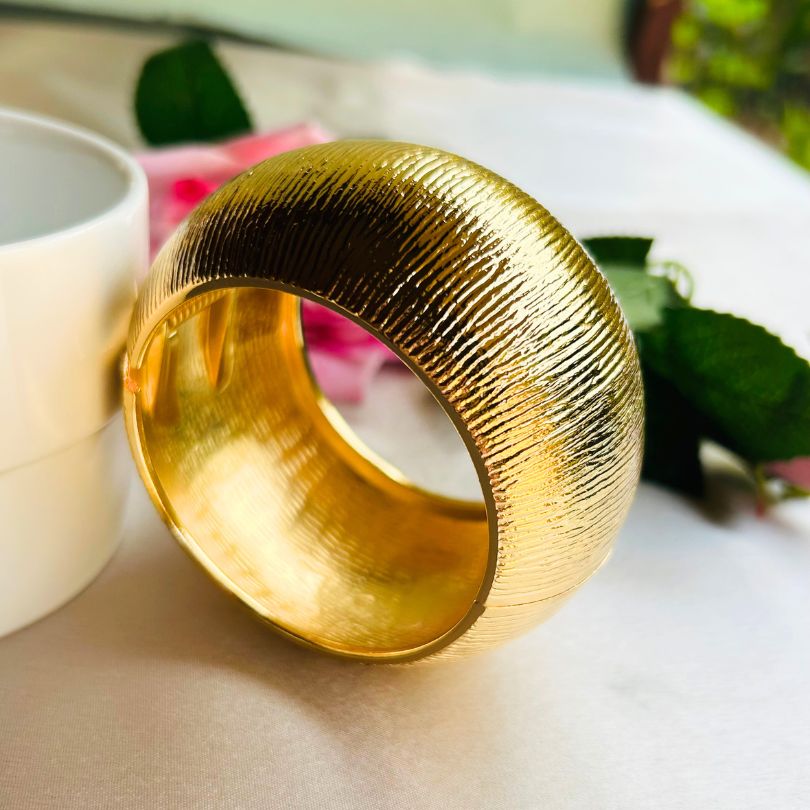 Golden Raised Kada/Cuff - Extra Broad