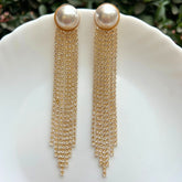 Pearl Golden American Diamond Chandelier Earrings