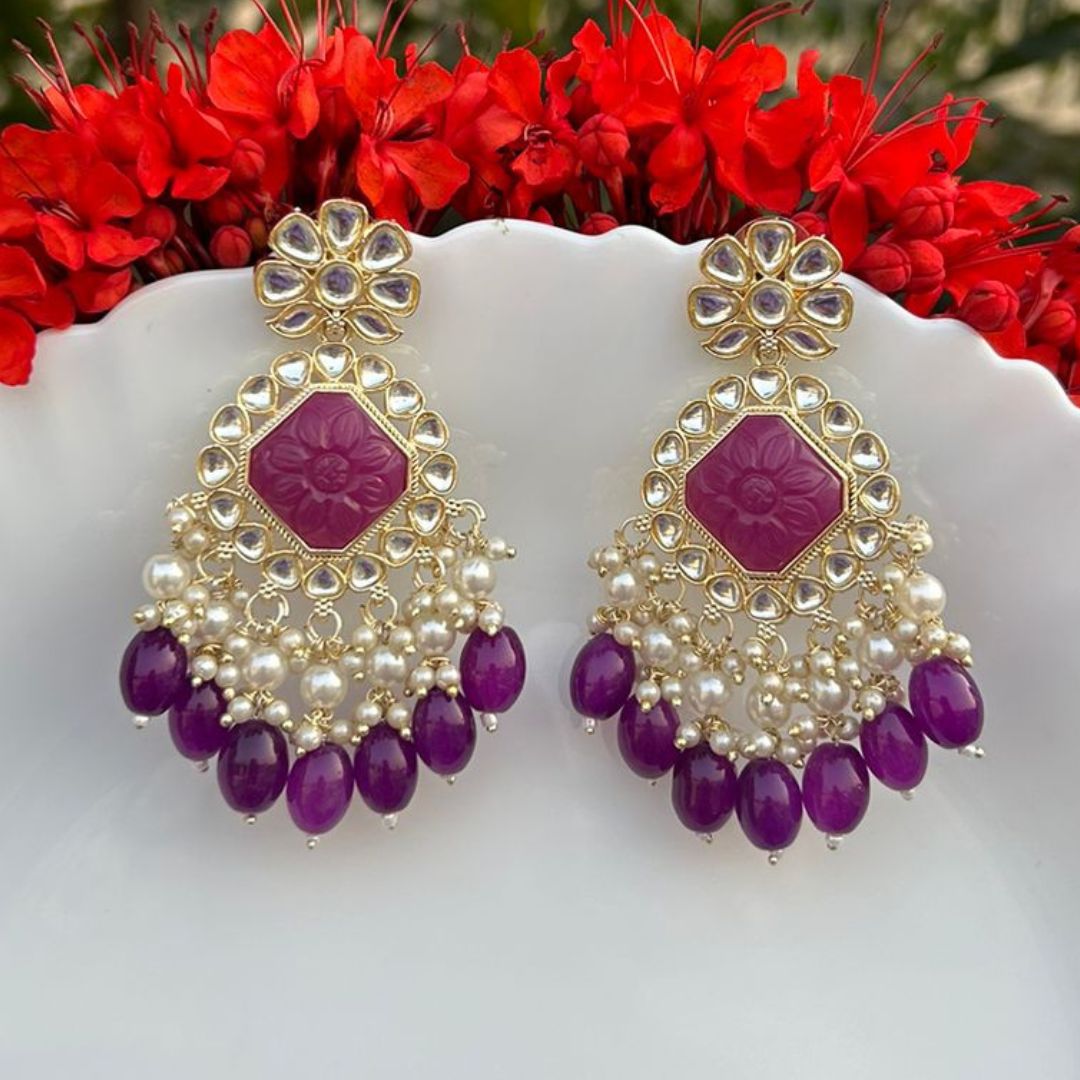 Laida Gold Plated Purple Royal Earrings