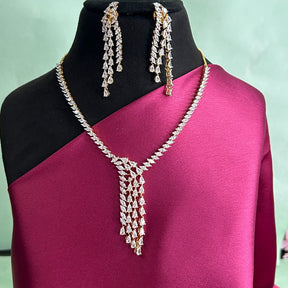 Four Layered American Diamond Necklace Set