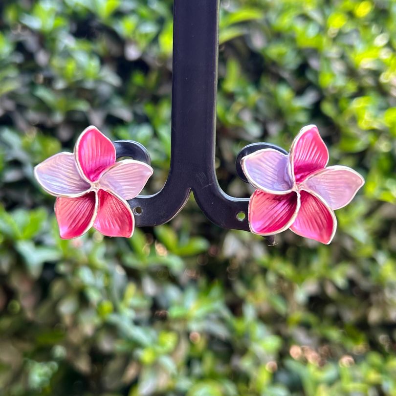Floral Maroon Purple Stud Earrings