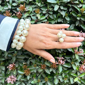 Chic Pearl Ball Statement Bracelet - Medium