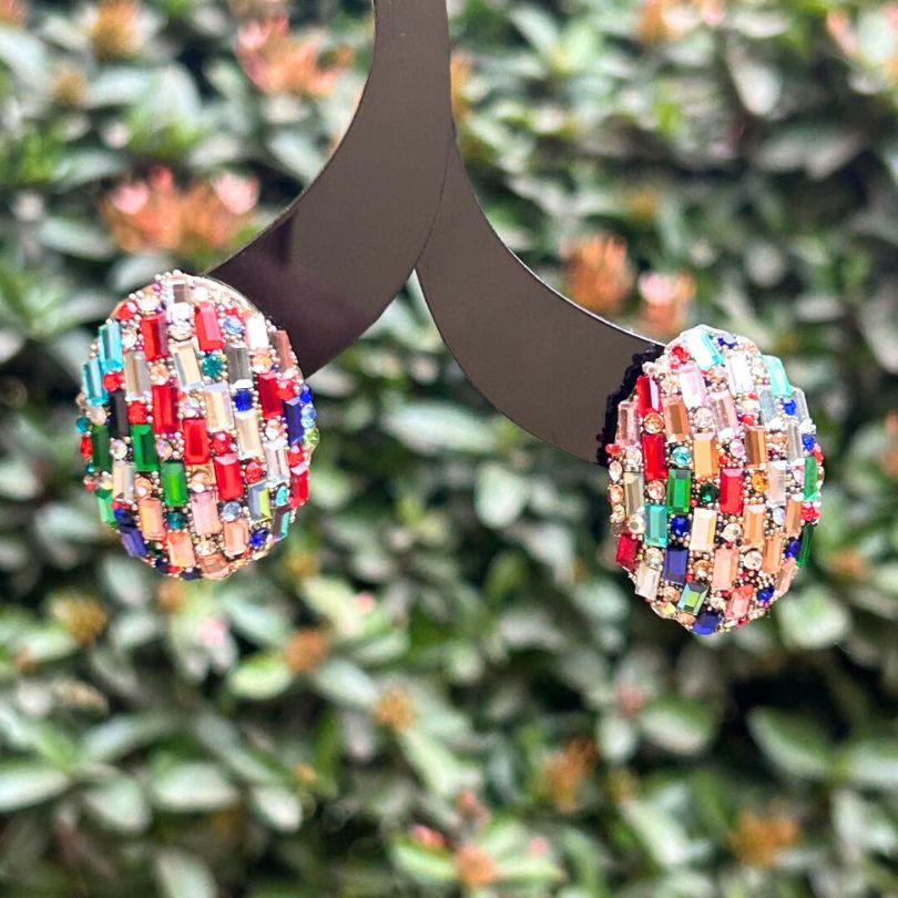 Bling Blogger Multicolor Oval Stud Earrings