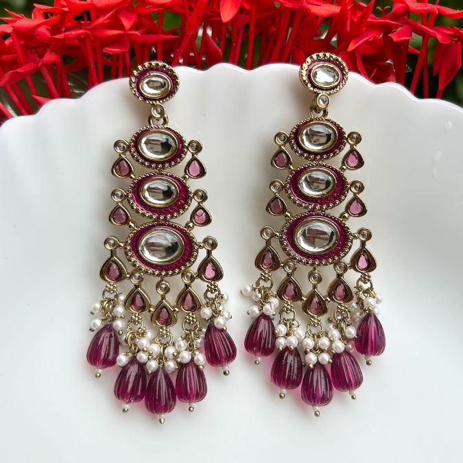 Saeeda Maroon Earrings