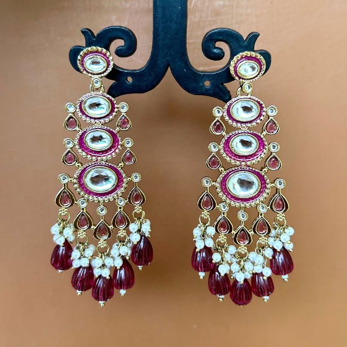 Saeeda Maroon Earrings