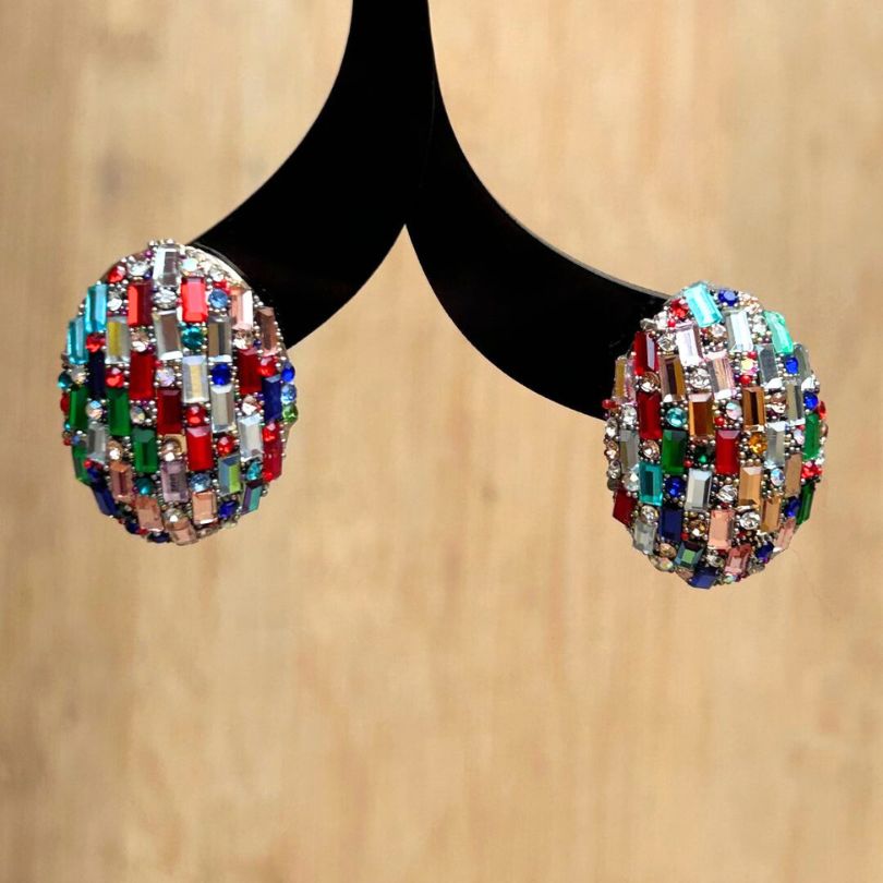 Bling Blogger Multicolor Oval Stud Earrings