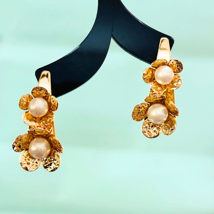 White Pearl Elongated Earrings