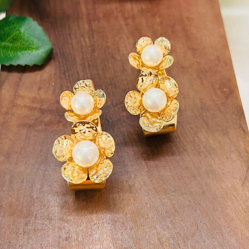 White Pearl Elongated Earrings
