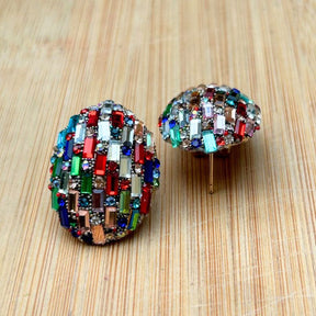Bling Blogger Multicolor Oval Stud Earrings