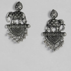 Silver-Plated Oxidised Classic Drop Earrings