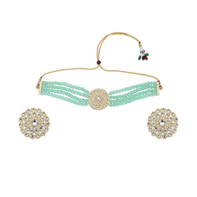 Gold-Plated Stone Studded & Beaded Jewellery Set