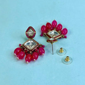 Sakhi Fuchsia Pink Kundan Coral Earrings