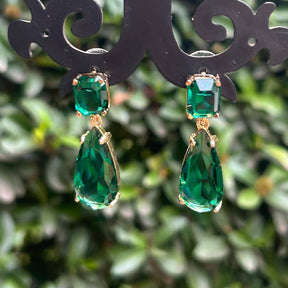 Green Tear Drop Earrings