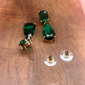 Green Tear Drop Earrings