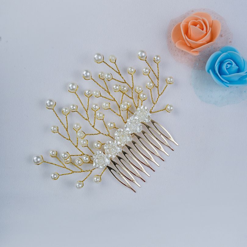 LAIDA Women Gold-Toned Embellished Comb Pin