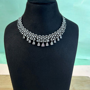 Daisy Silver American Diamond Necklace Set