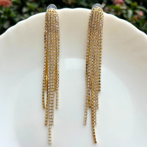 Golden American Diamond Chandelier Earrings