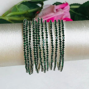 Stretchable Green Silver - Plated Bracelet