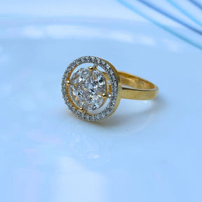 Round American Diamond Adjustable Finger Ring