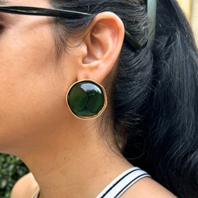 Statement Green Stud Earrings