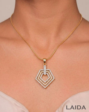 Naira 18K Gold Plated American Diamond Pendant Set