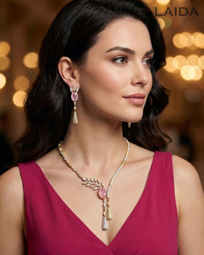 Zoe 18K Gold Plated American Diamond Necklace Set