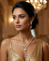 Zoe White 18K Gold Plated American Diamond Necklace Set