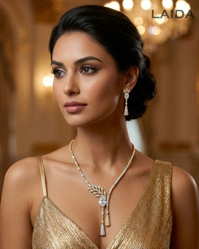 Zoe White 18K Gold Plated American Diamond Necklace Set