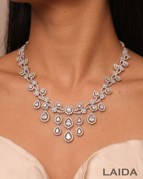 Juliet Silver Statement American Diamond Necklace Set