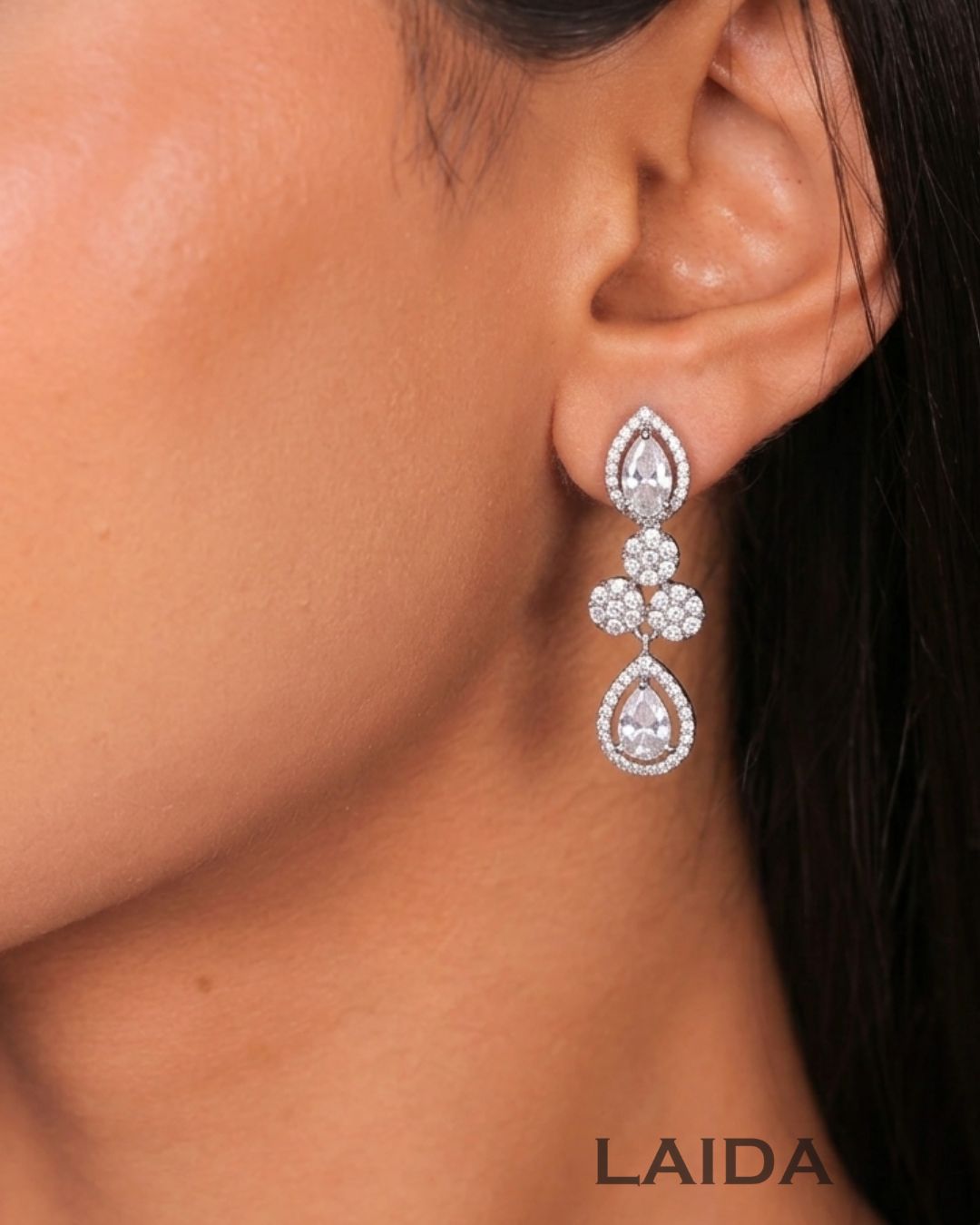 Juliet Silver Statement American Diamond Necklace Set