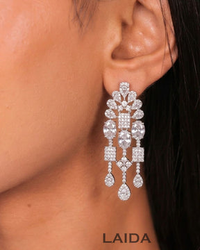 Romina Silver Statement American Diamond Necklace Set