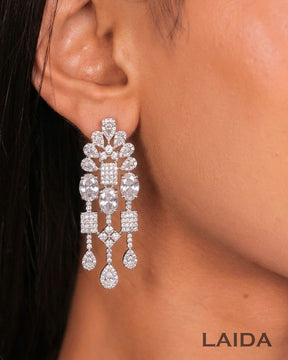 Romina Silver Statement American Diamond Necklace Set