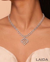 Rihana Silver Statement American Diamond Necklace Set
