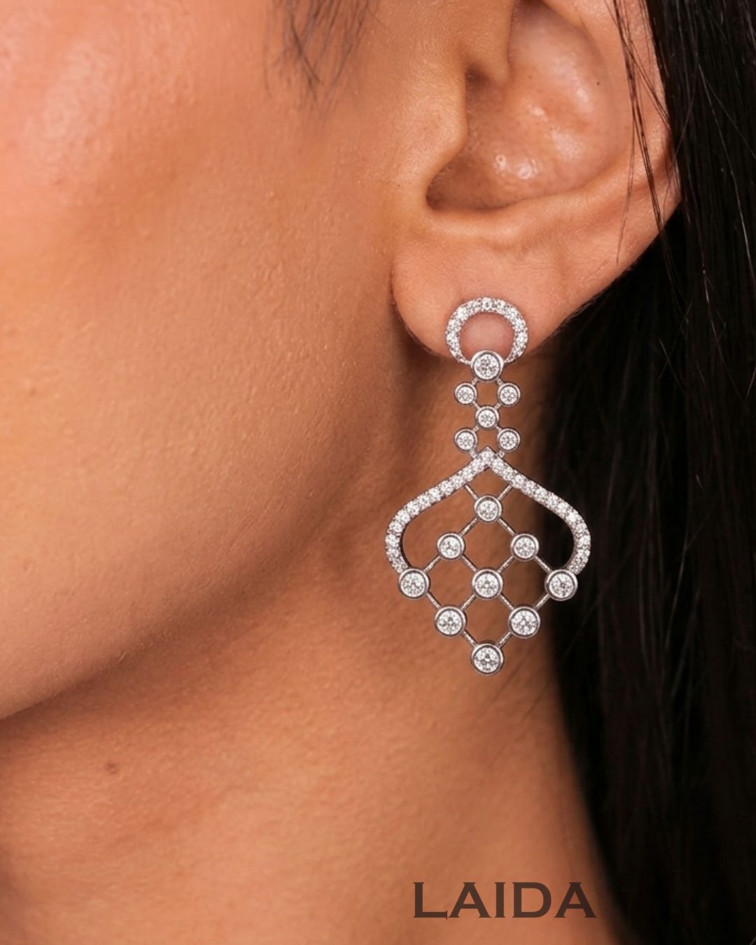 Rihana Silver Statement American Diamond Necklace Set