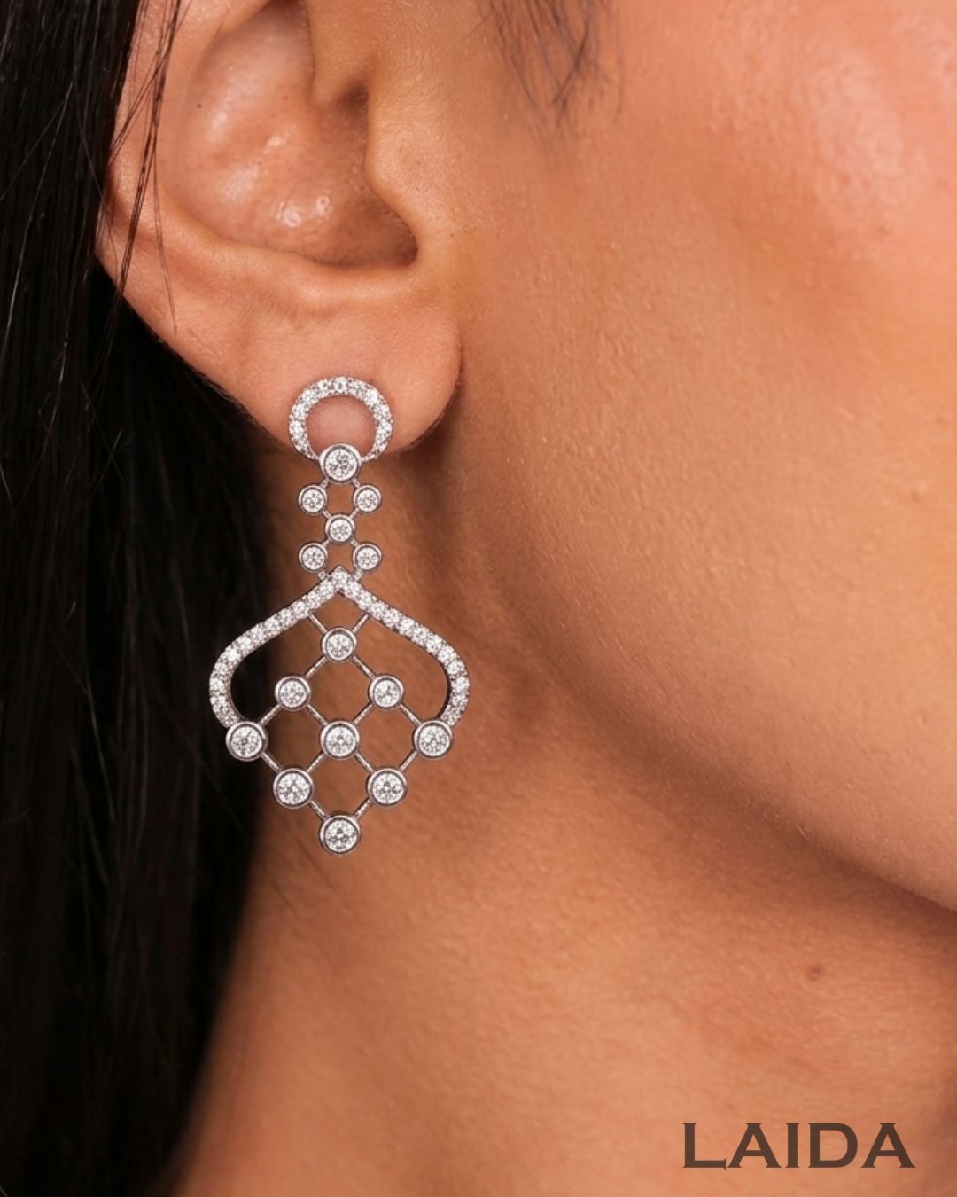 Rihana Silver Statement American Diamond Necklace Set