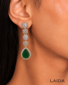 Dorothy Single -layered Emerald Green American Diamond Necklace set