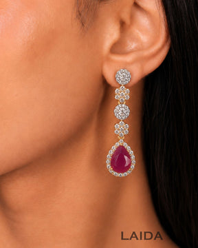 Dorothy Single -layered Ruby American Diamond Necklace set