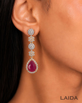 Dorothy Single -layered Ruby American Diamond Necklace set