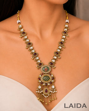 Charvi Pastel Multicolor Ghungroo Necklace Set With Maangtikka