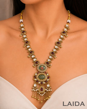 Charvi Pastel Multicolor Ghungroo Necklace Set With Maangtikka