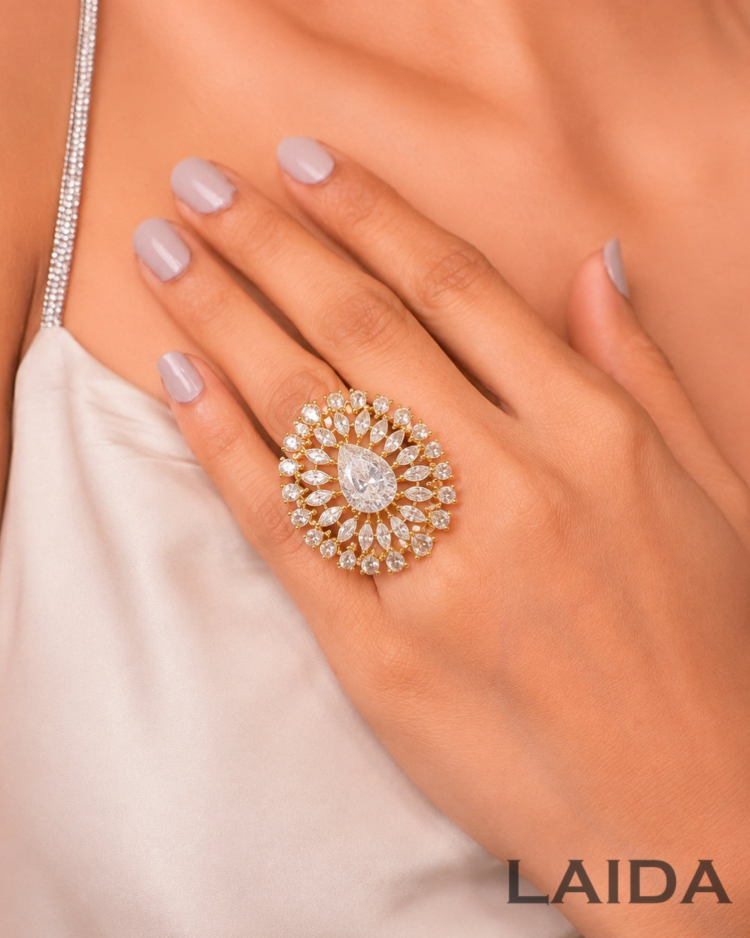 Eira American Diamond Adjustable Finger- Ring