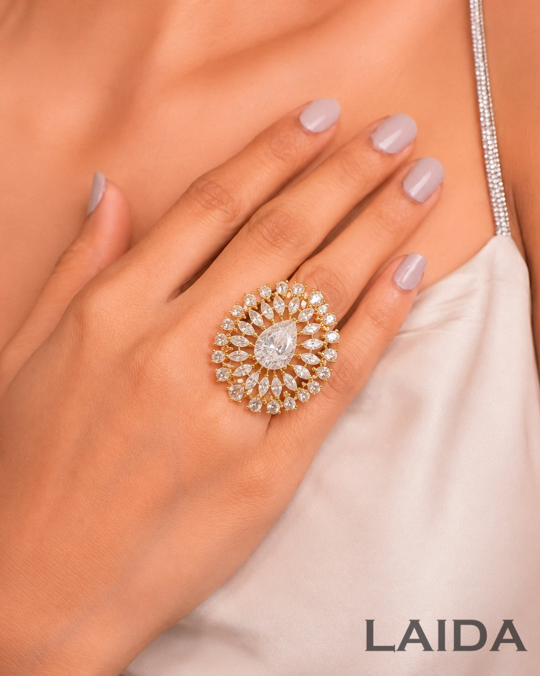 Eira American Diamond Adjustable Finger- Ring