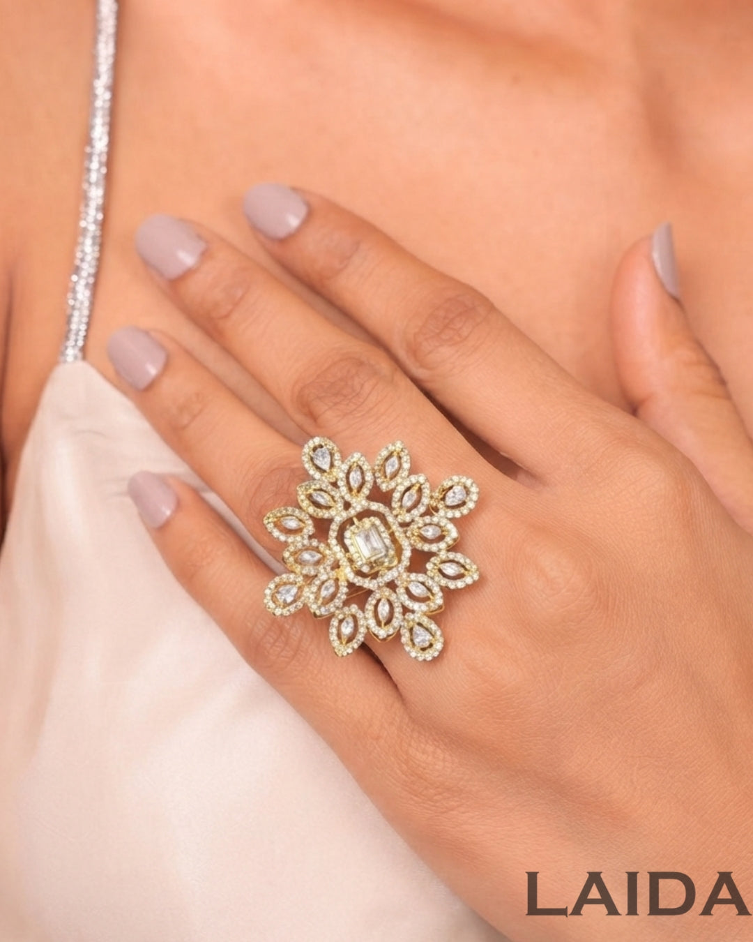 Oliva American Diamond Adjustable Finger- Ring