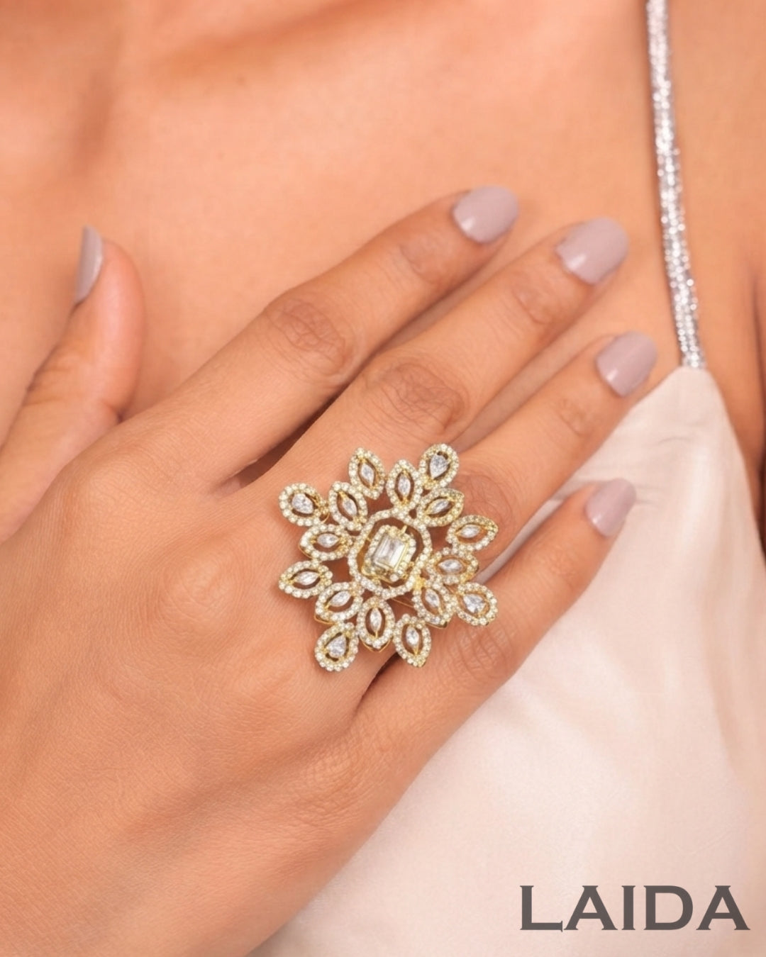 Oliva American Diamond Adjustable Finger- Ring